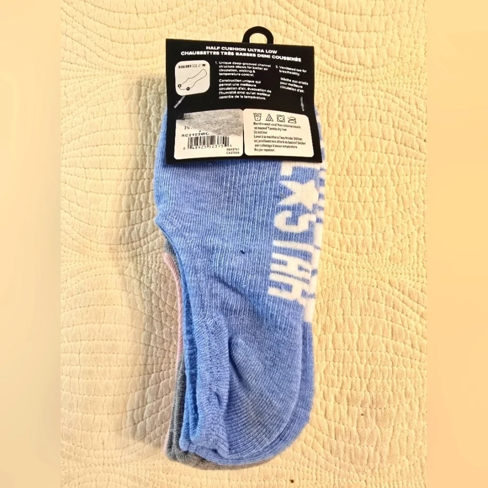 NWT Converse Ladies Half Cushion Ultra Low No Show Socks, Pack Of 3